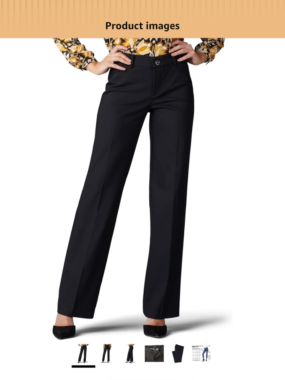 Lee Women's Black Straight-Leg Dress Pants. Size 6